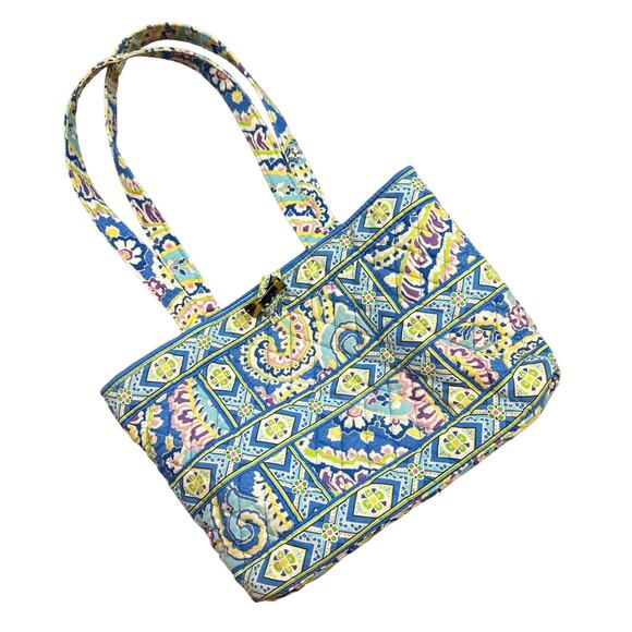 Vera Bradley Tic Tac Toggle Tote Bag Capri Blue Pattern Purse - Picture 1 of 12